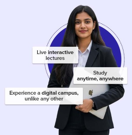 NMIMS Online Student experiencing a digital campus with live interactive lectures